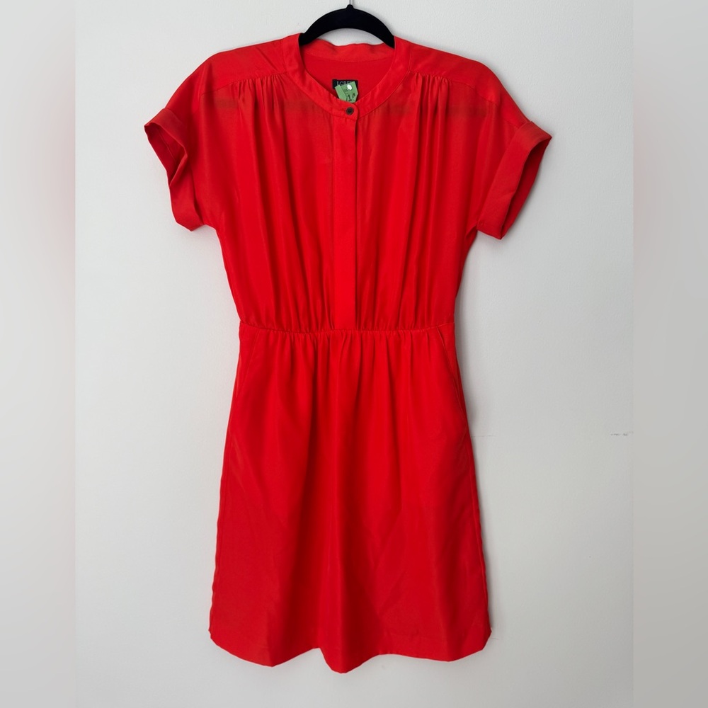 J. Crew Orange Short-Sleeve Button Shirt Style Dress